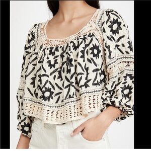 Christian Siriano Puff Sleeve Boho Top size M